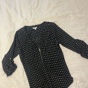 Black and White Patterned Women's Top